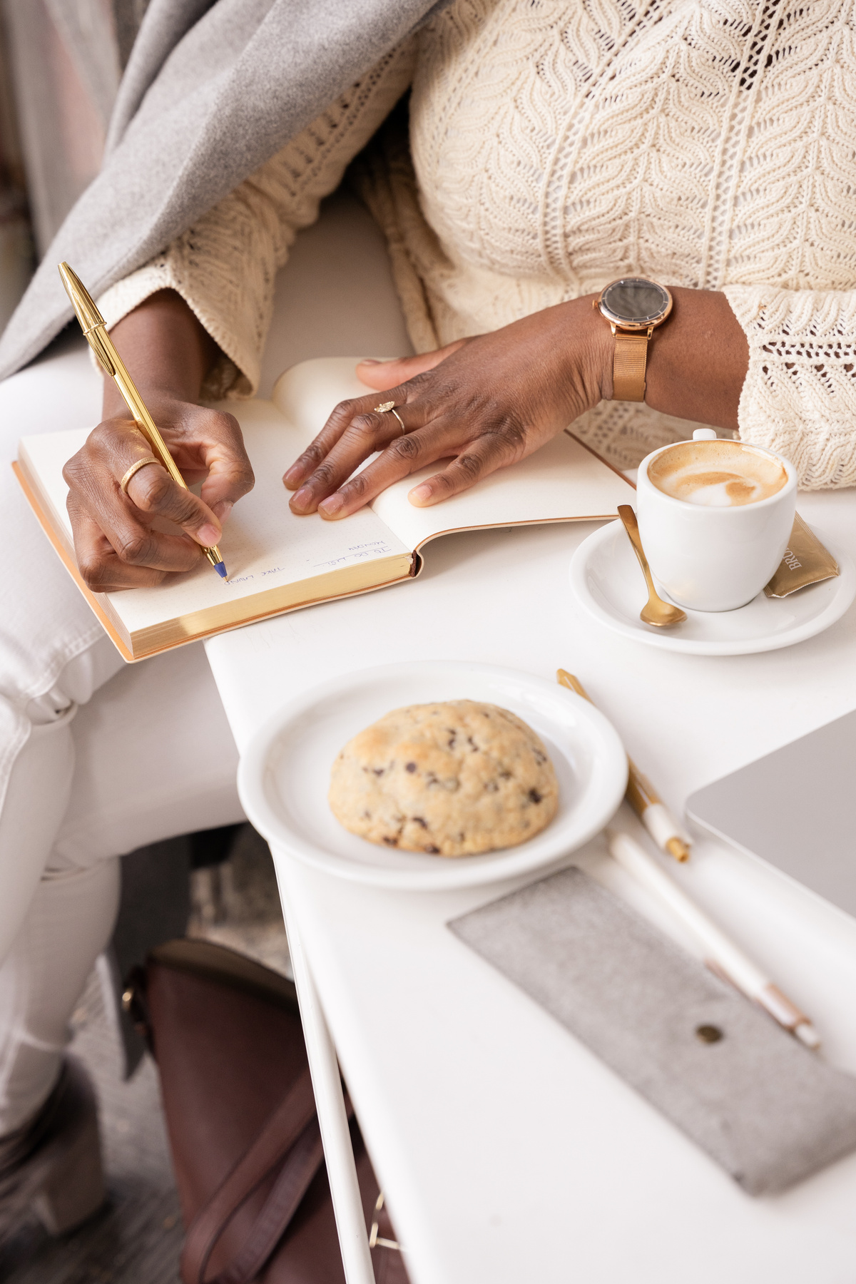 Elegant Office Person Working at a Coffee Shop